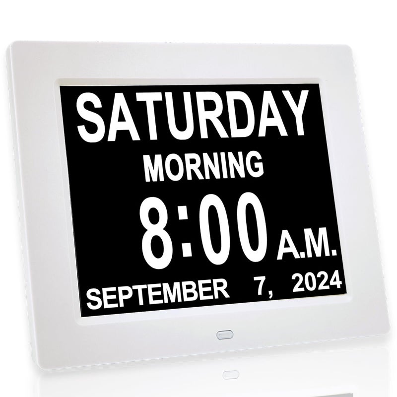Jall ã€New 2024ã€‘ Digital Calendar Alarm Day Clock - with 8" Large Screen Display, am pm, Multiple Alarms, for Impaired Vision People, The Aged Seniors, The Dementia, for Desk, Wall Mounted, - Image 1